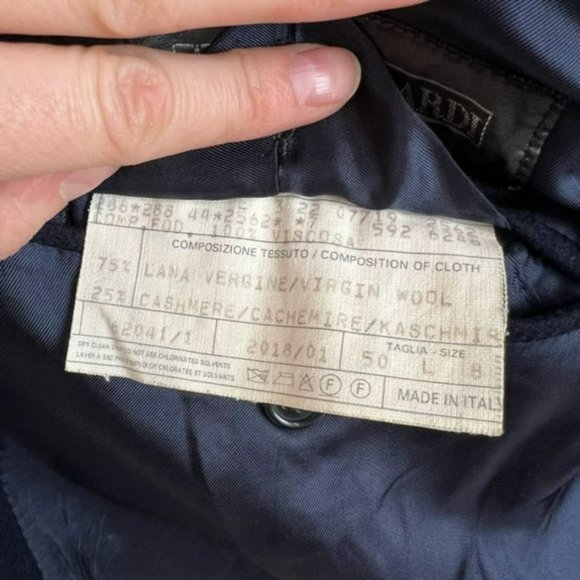 Vintage Andrea Silardi Wool Cashmere Navy Dark Blue Blazer Jacket Pockets M / L - Picture 8 of 16